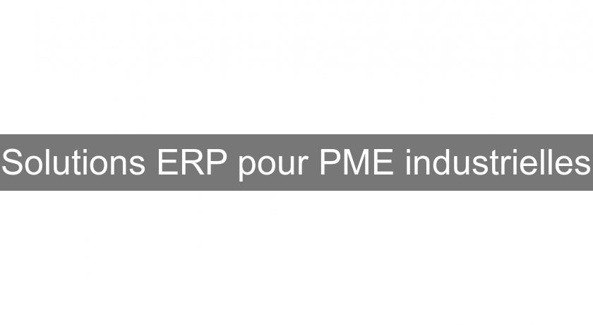 Solutions ERP pour PME industrielles Solutions ERP pour PME industrielles