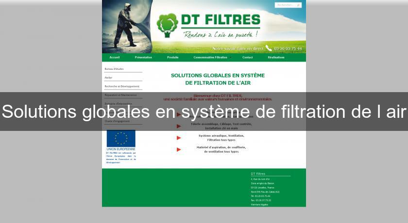 Solutions globales en système de filtration de l'air Solutions globales en système de filtration de l'air