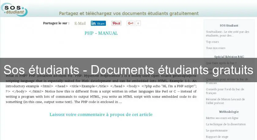 Sos étudiants - Documents étudiants gratuits