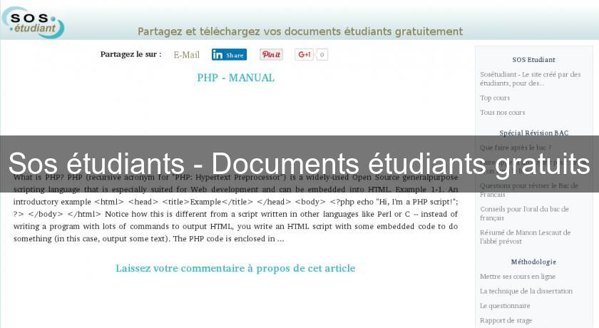 Sos étudiants - Documents étudiants gratuits Sos étudiants - Documents étudiants gratuits