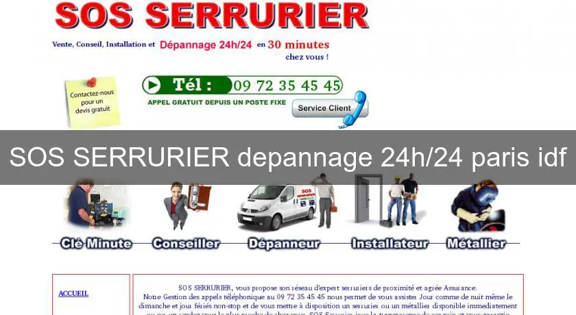 SOS SERRURIER depannage 24h/24 paris idf