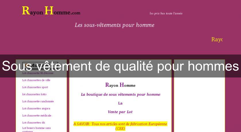 Sous vêtement de qualité pour hommes Sous vêtement de qualité pour hommes