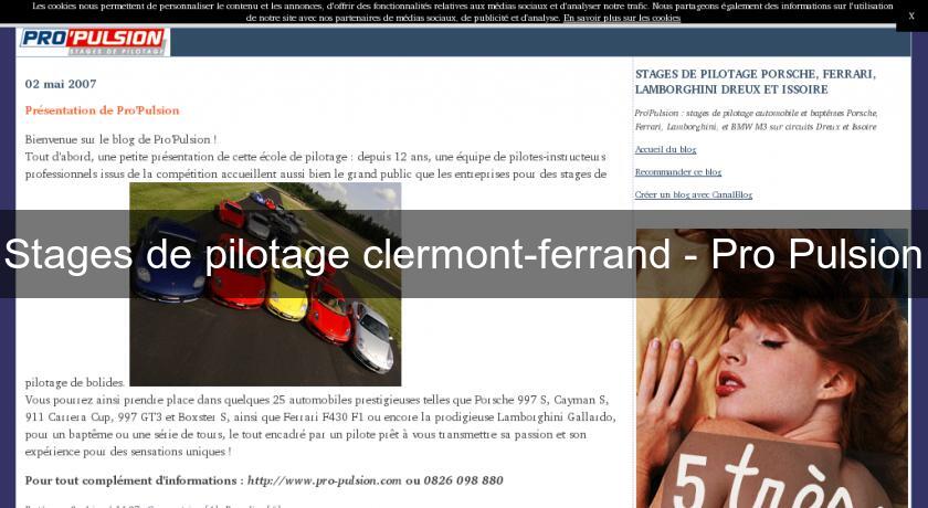 Stages de pilotage clermont-ferrand - Pro'Pulsion