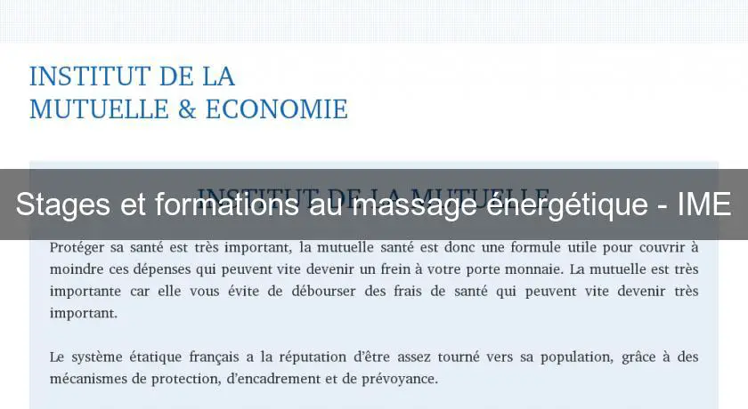 Stages et formations au massage énergétique - IME