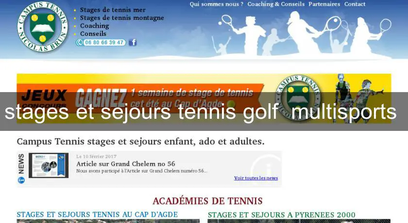 stages et sejours tennis golf  multisports 