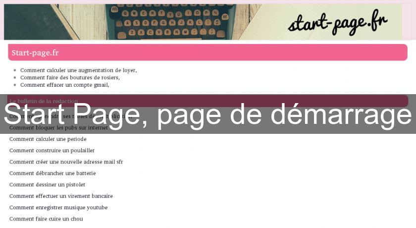 Start Page, page de démarrage Start Page, page de démarrage