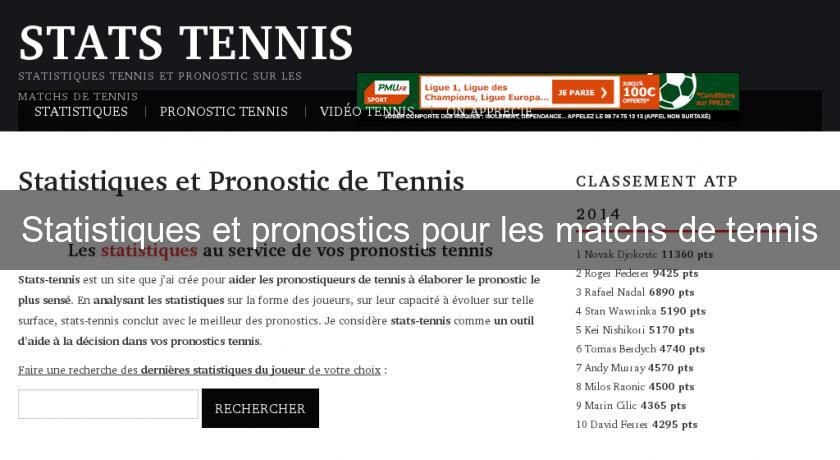 Statistiques et pronostics pour les matchs de tennis Statistiques et pronostics pour les matchs de tennis