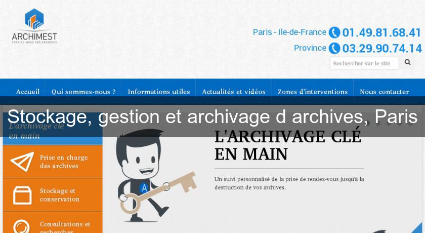 Stockage, gestion et archivage d'archives, Paris Stockage, gestion et archivage d'archives, Paris