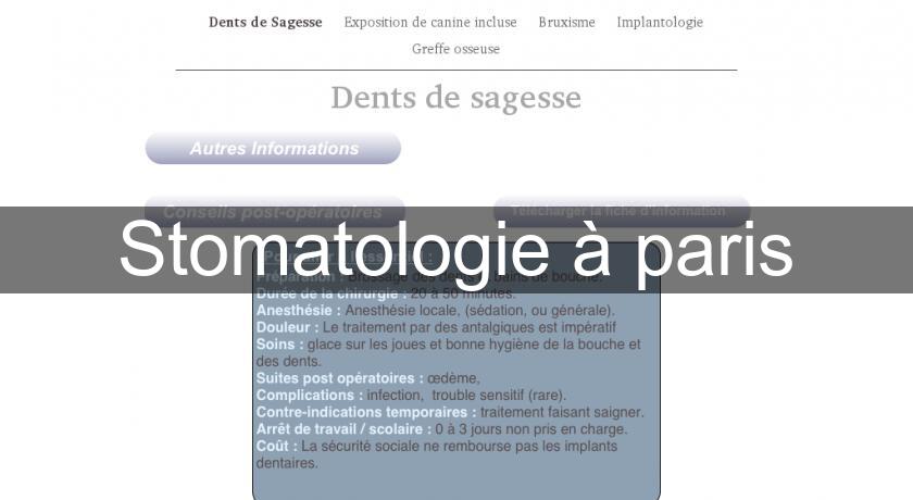 Stomatologie à paris Stomatologie à paris