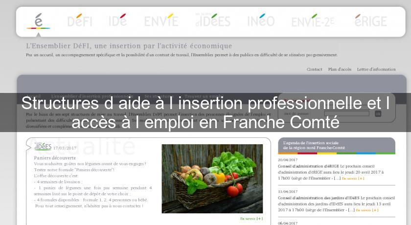 Structures d'aide à l'insertion professionnelle et l'accès à l'emploi en Franche Comté Structures d'aide à l'insertion professionnelle et l'accès à l'emploi en Franche Comté