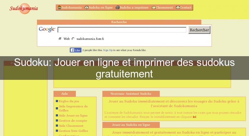 Sudoku: Jouer en ligne et imprimer des sudokus gratuitement