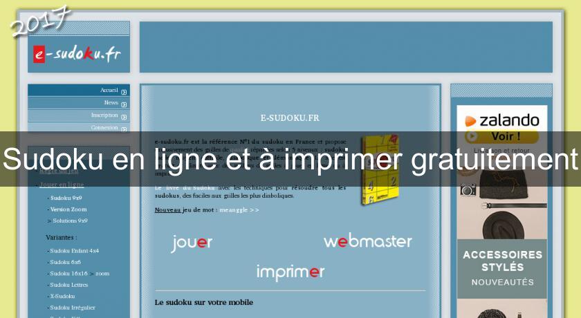 Sudoku en ligne et à imprimer gratuitement