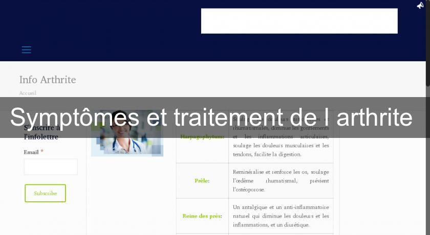 Symptômes et traitement de l'arthrite Symptômes et traitement de l'arthrite