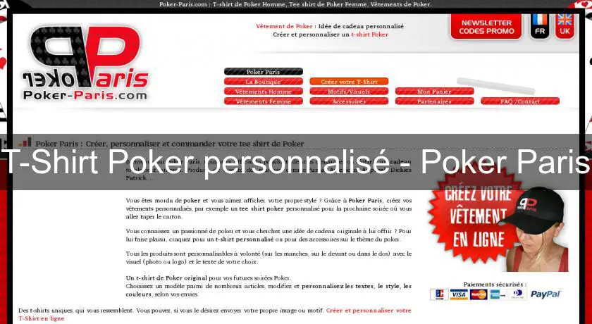 T-Shirt Poker personnalisé - Poker Paris