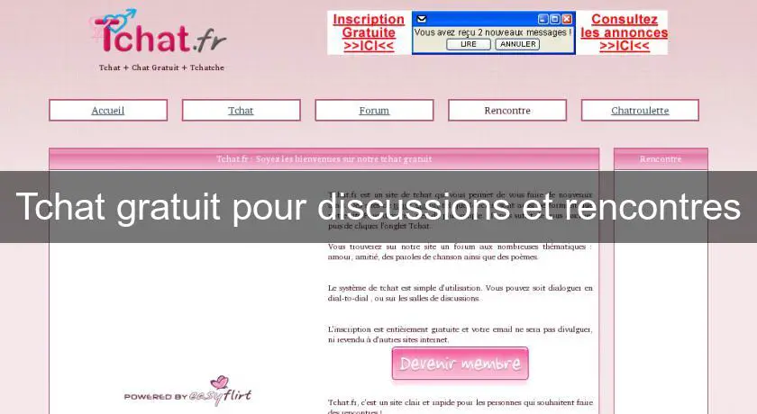 Site de rencontre gratuit en France avec tchat (chat).