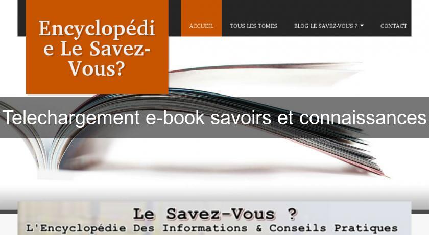 Telechargement e-book savoirs et connaissances