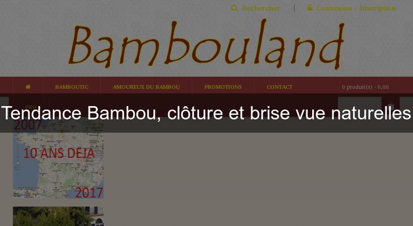 Tendance Bambou, clôture et brise vue naturelles Tendance Bambou, clôture et brise vue naturelles