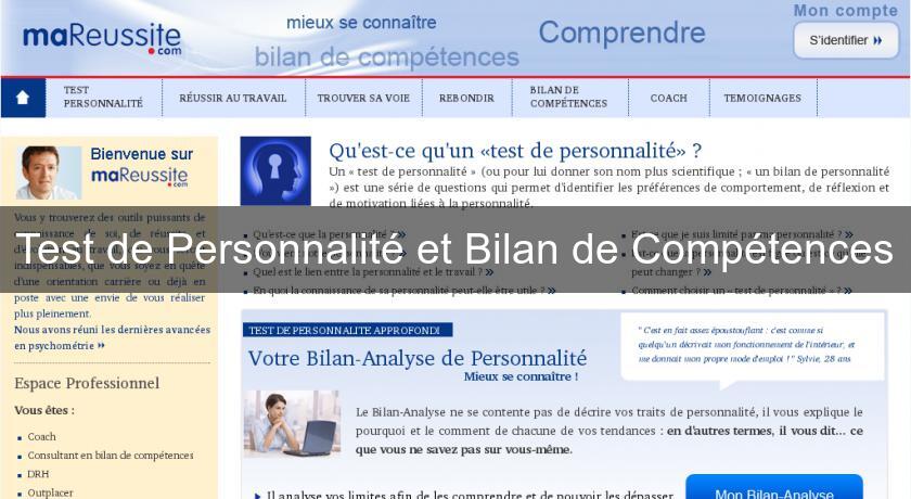 Test de Personnalité et Bilan de Compétences Test de Personnalité et Bilan de Compétences