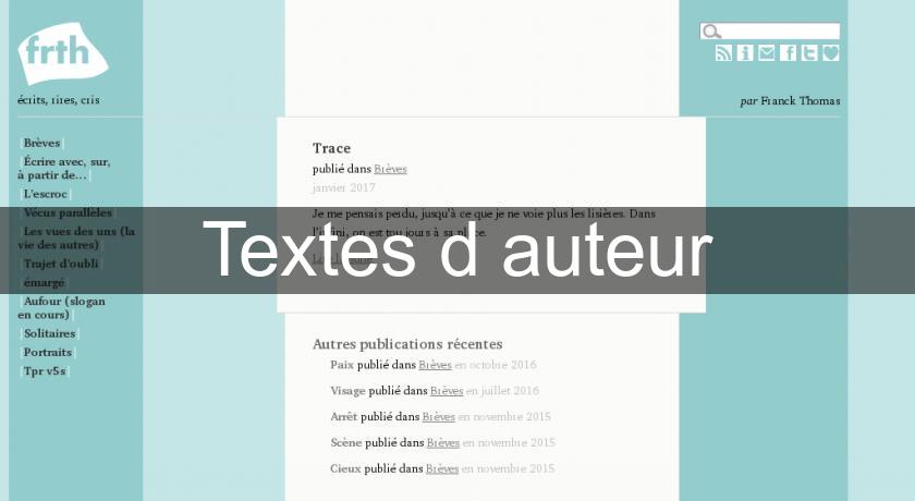 Textes d'auteur Textes d'auteur