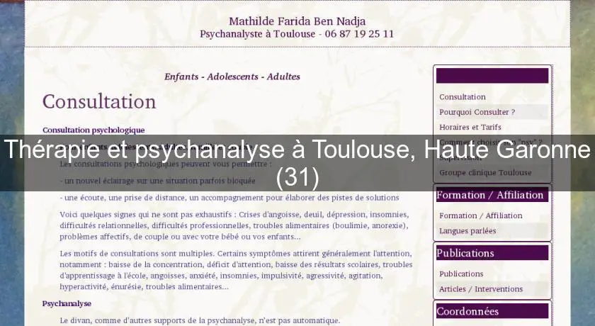 Thérapie et psychanalyse à Toulouse, Haute Garonne (31)