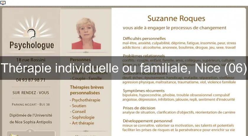 Thérapie individuelle ou familiale, Nice (06)