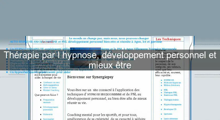 Thérapie par l'hypnose, développement personnel et mieux être