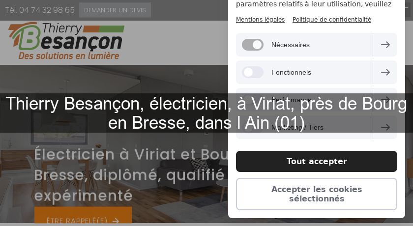 Thierry Besançon, électricien, à Viriat, près de Bourg en Bresse, dans l'Ain (01) Thierry Besançon, électricien, à Viriat, près de Bourg en Bresse, dans l'Ain (01)
