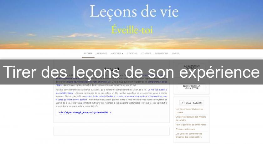 Tirer des leçons de son expérience Tirer des leçons de son expérience