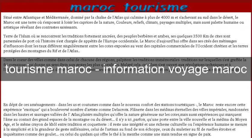 tourisme maroc - information voyage maroc