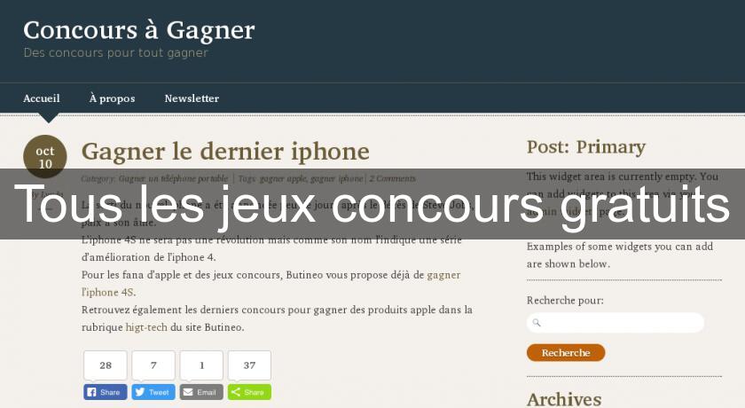 Tous les jeux concours gratuits Tous les jeux concours gratuits