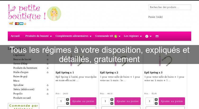 Tous les régimes à votre disposition, expliqués et détaillés, gratuitement