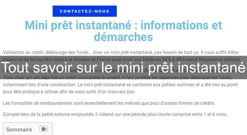 Tout savoir sur le mini prêt instantané Tout savoir sur le mini prêt instantané