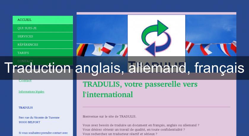 Traduction anglais, allemand, français