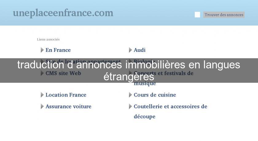 traduction d'annonces immobilières en langues étrangères