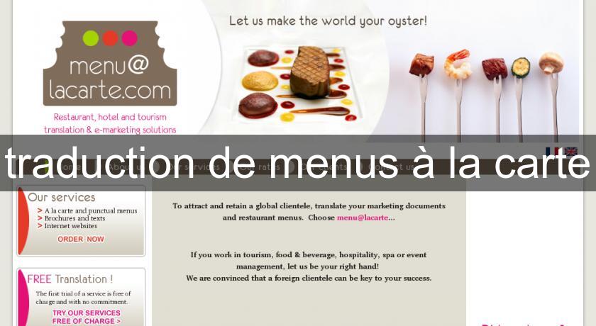 traduction de menus à la carte traduction de menus à la carte