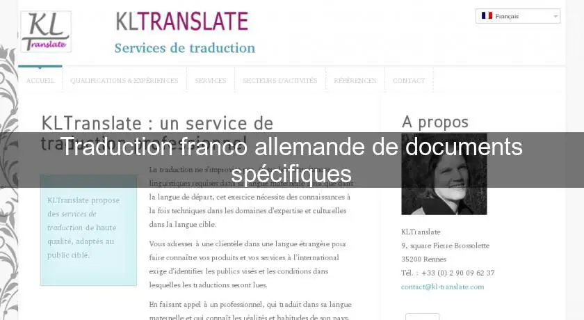 Traduction franco allemande de documents spécifiques