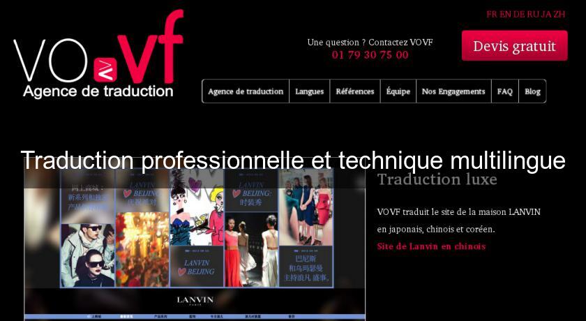 Traduction professionnelle et technique multilingue Traduction professionnelle et technique multilingue