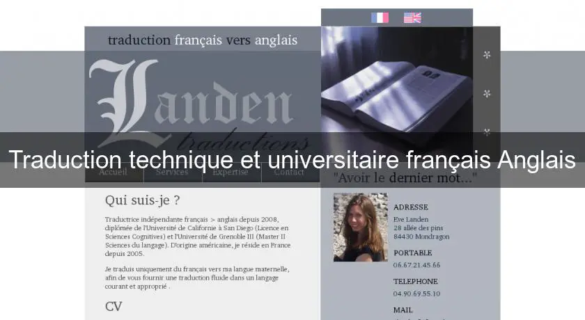 Traduction technique et universitaire français Anglais