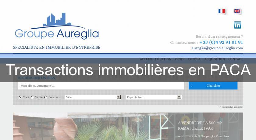 Transactions immobilières en PACA Transactions immobilières en PACA