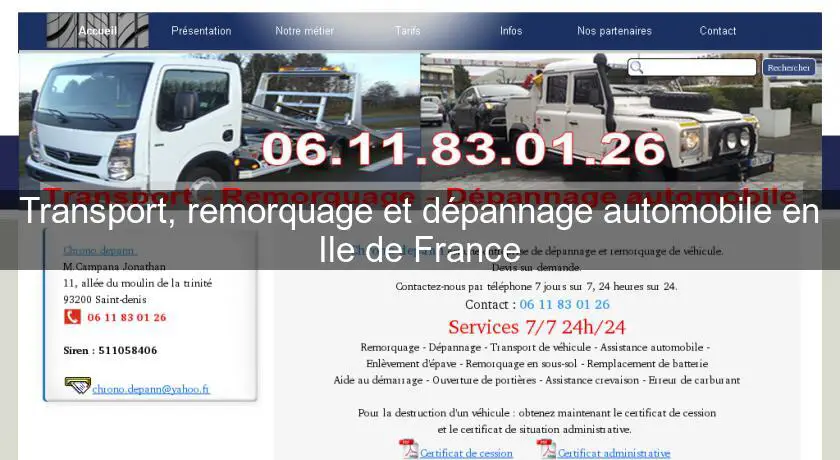 Transport, remorquage et dépannage automobile en Ile de France