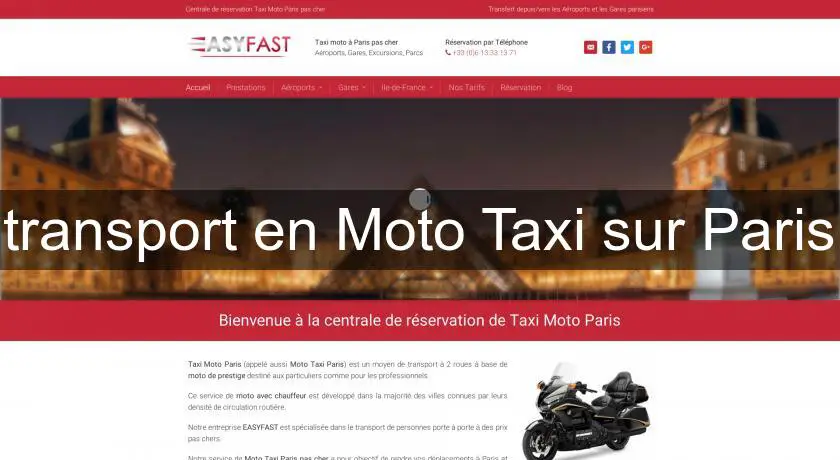 transport en Moto Taxi sur Paris
