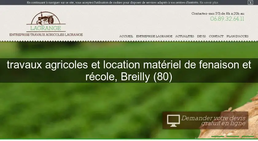 travaux agricoles et location matériel de fenaison et récole, Breilly (80)