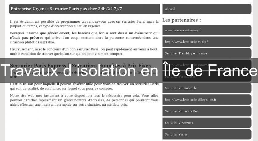 Travaux d'isolation en Île de France Travaux d'isolation en Île de France