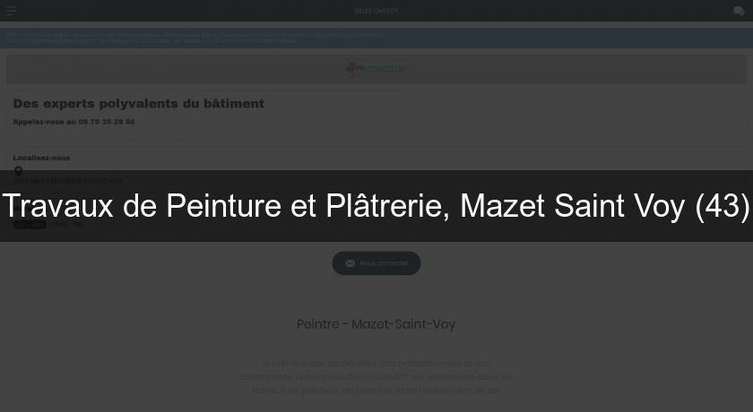 Travaux de Peinture et Plâtrerie, Mazet Saint Voy (43)
