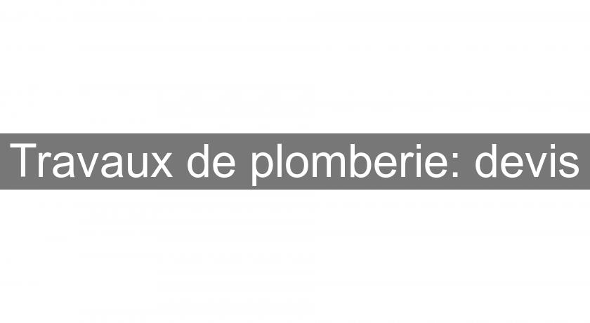 Travaux de plomberie: devis Travaux de plomberie: devis