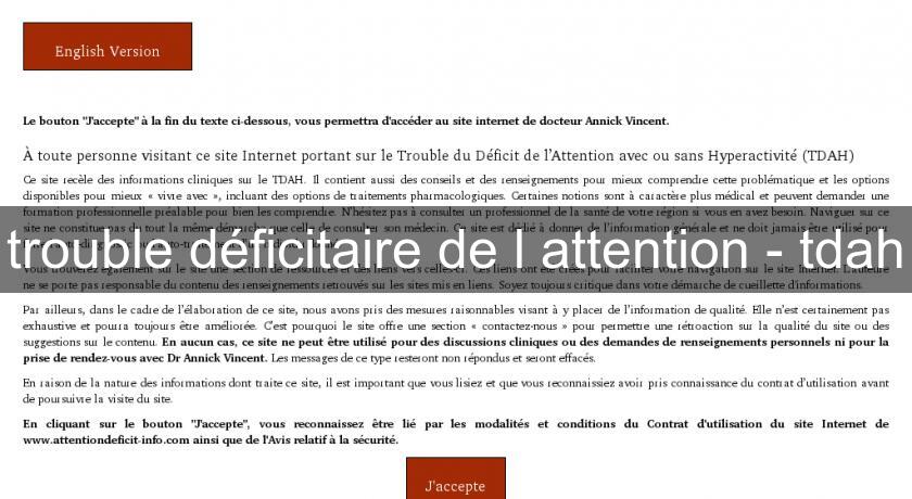 trouble déficitaire de l'attention - tdah trouble déficitaire de l'attention - tdah