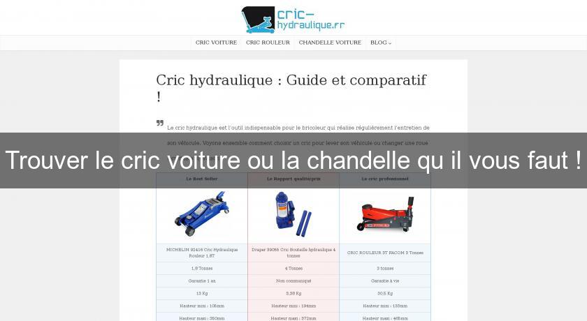 Trouver le cric voiture ou la chandelle qu'il vous faut ! Trouver le cric voiture ou la chandelle qu'il vous faut !
