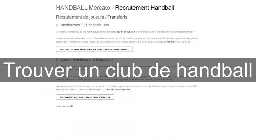 Trouver un club de handball Trouver un club de handball