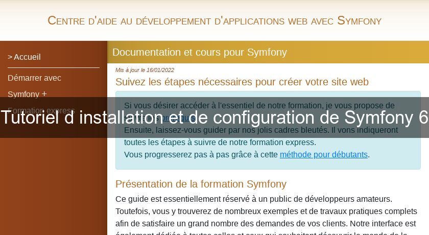 Tutoriel d'installation et de configuration de Symfony 6 Tutoriel d'installation et de configuration de Symfony 6