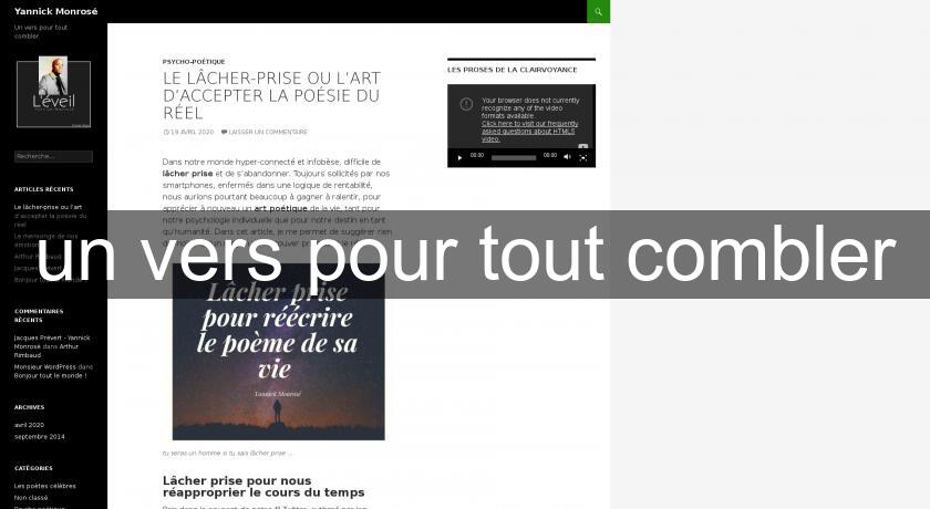 un vers pour tout combler un vers pour tout combler